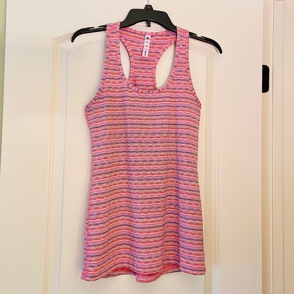90 Degree By Reflex Tops - 90 Degree Work Out Tank - Orange Multi Stripe